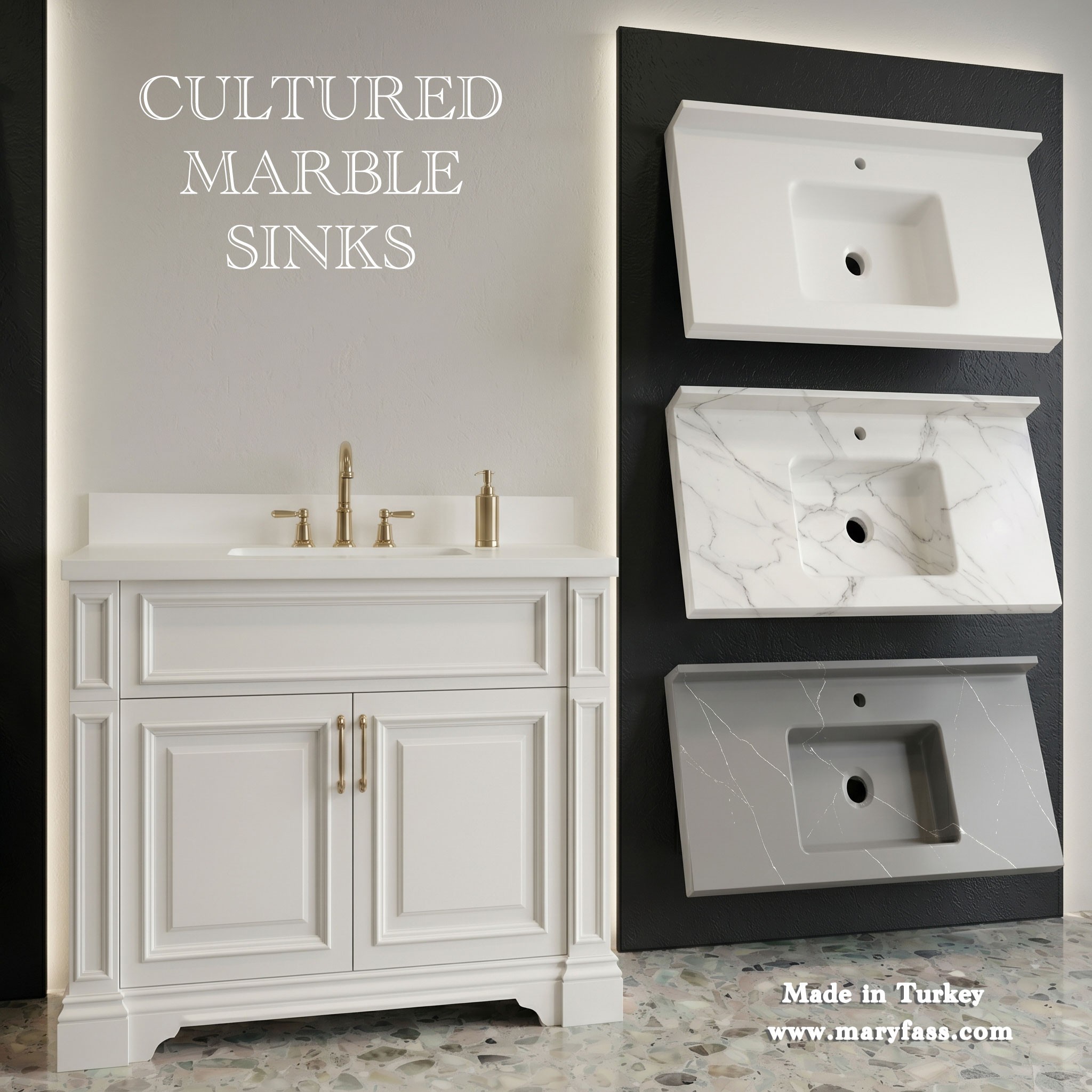 Cultured Marble Vanity Top Manufacturer in Turkey | Maryfass